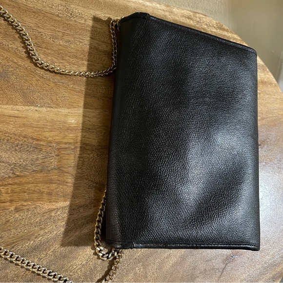 AUTH VINTAGE RARE DIOR BLACK LEATHER MINI FLAP BAG & GOLD ORIGINAL CHAIN - Picture 15 of 17